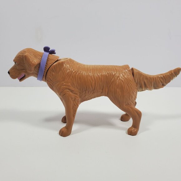 Barbie Golden Retriever Dog 7" With Purple Bow Yellow Brown - Picture 9 of 16
